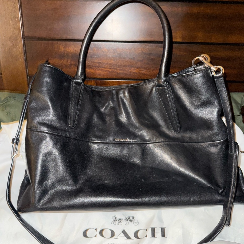 Coach Black Leather Tote Bag